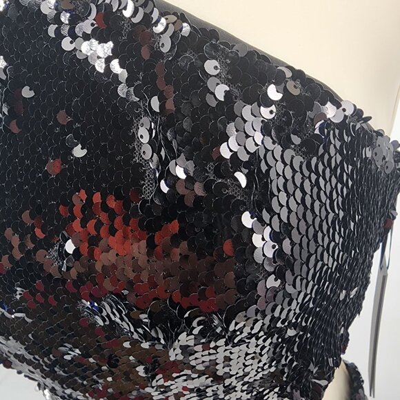 House of Harlow 1960 Women’s XS Black Sequin 2 Pc Halter Crop Top Pants Set New - Picture 7 of 14